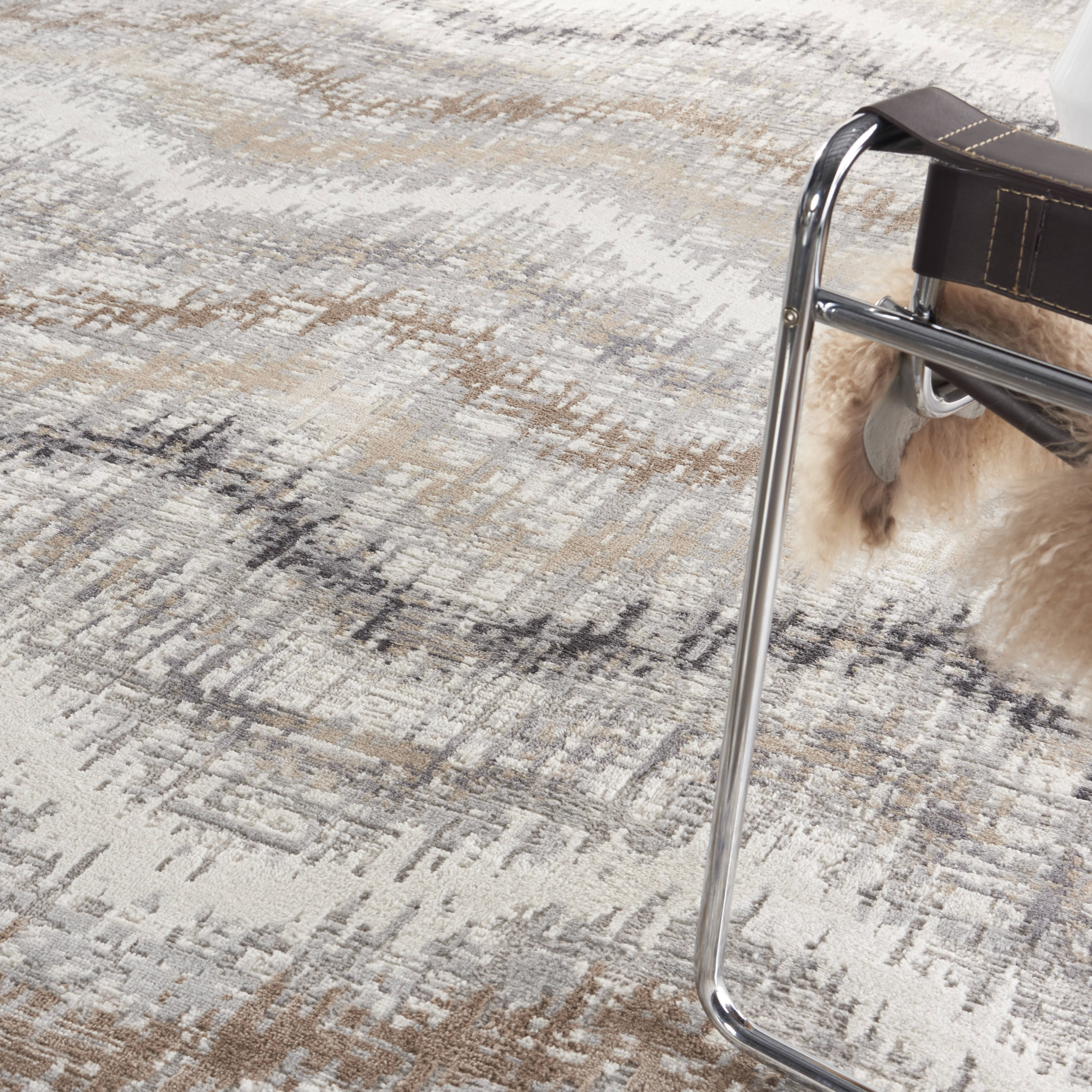 Nourison Elation 7'10" x 9'10" Grey Ivory Modern Indoor Rug