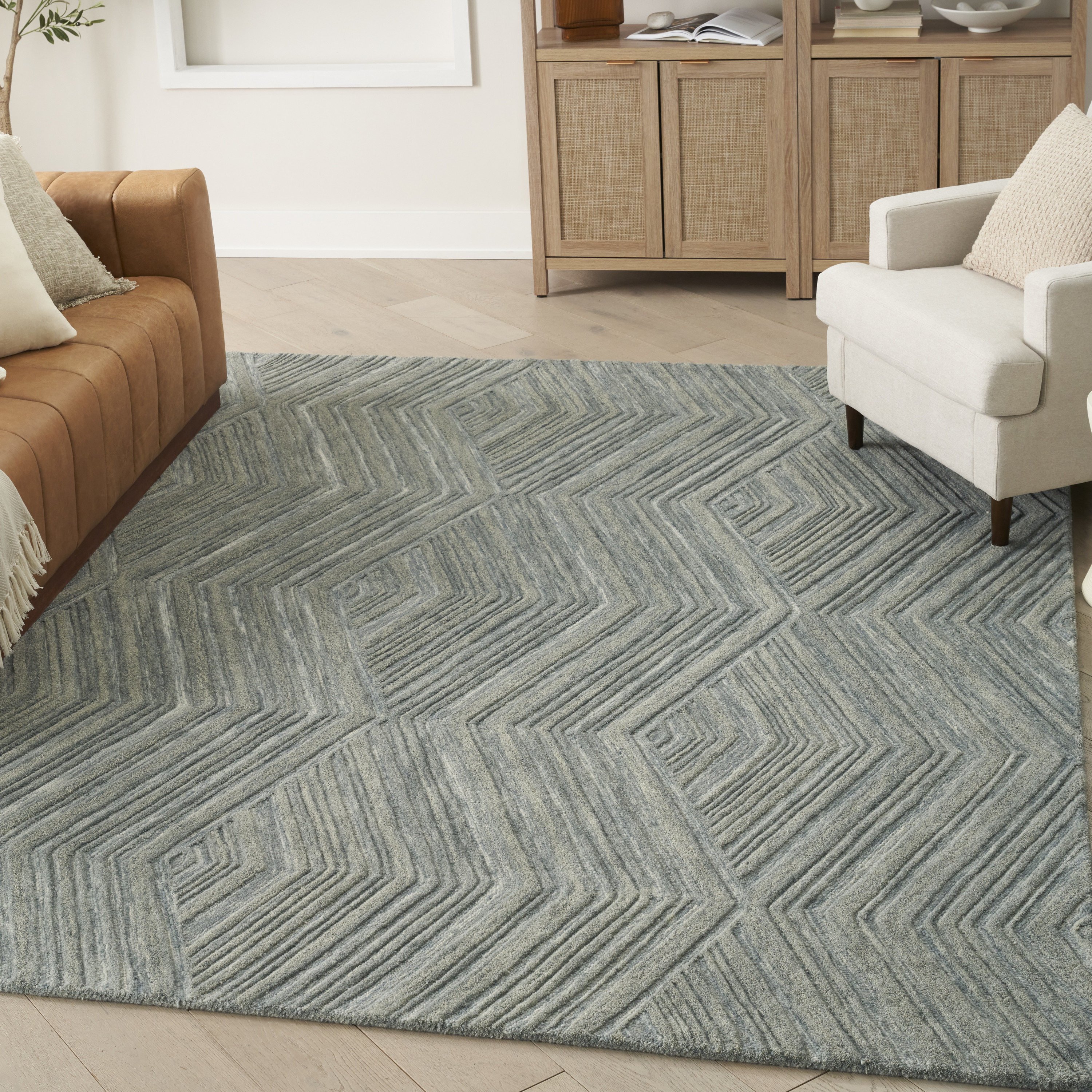 Nourison Graceful 3'9" x 5'9" Blue Modern Indoor Rug