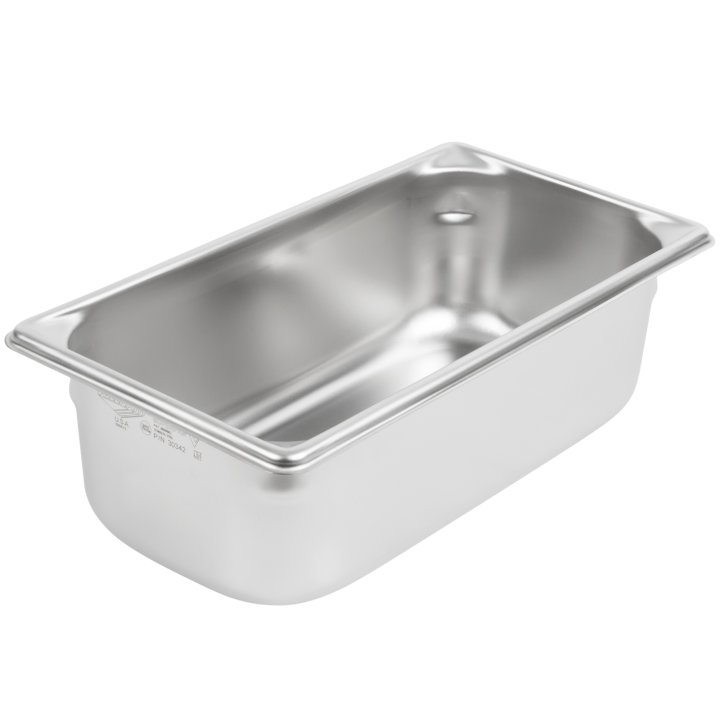 Third-size 4-inch-deep Super Pan V® stainless steel steam table pan