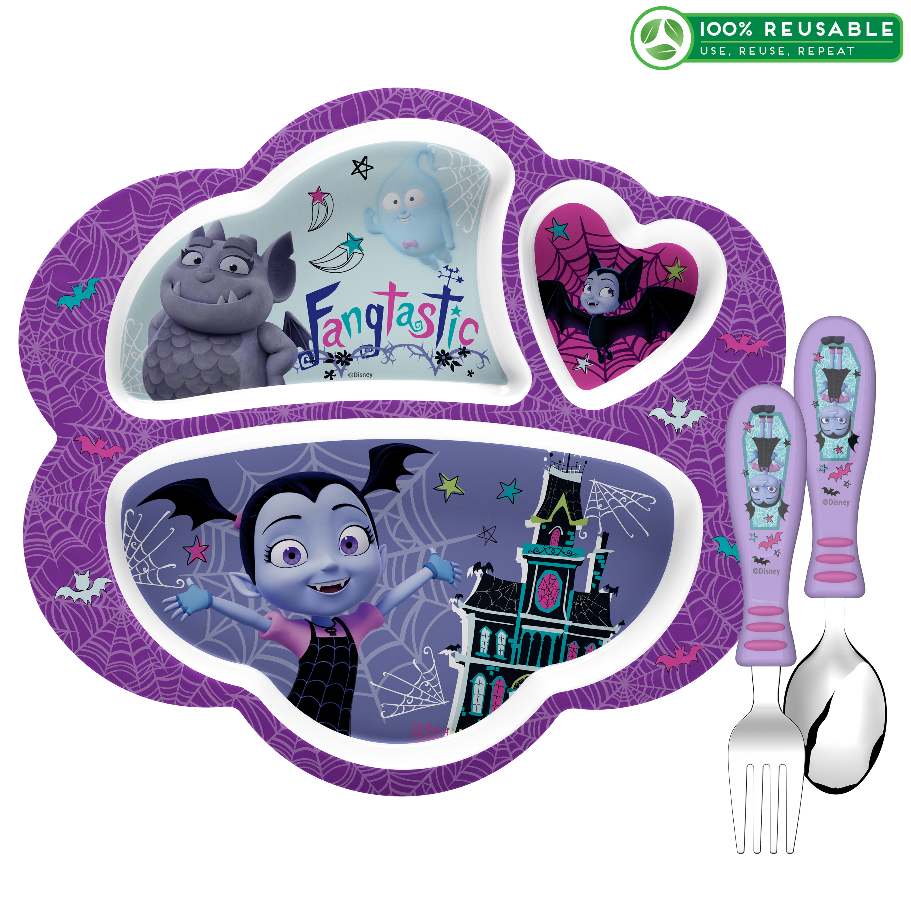 Disney Jr. Kid’s Dinnerware Set, Vampirina, 3-piece set slideshow image 1 Disney Jr. Kid’s Dinnerware Set, Vampirina, 3-piece set slideshow image 1