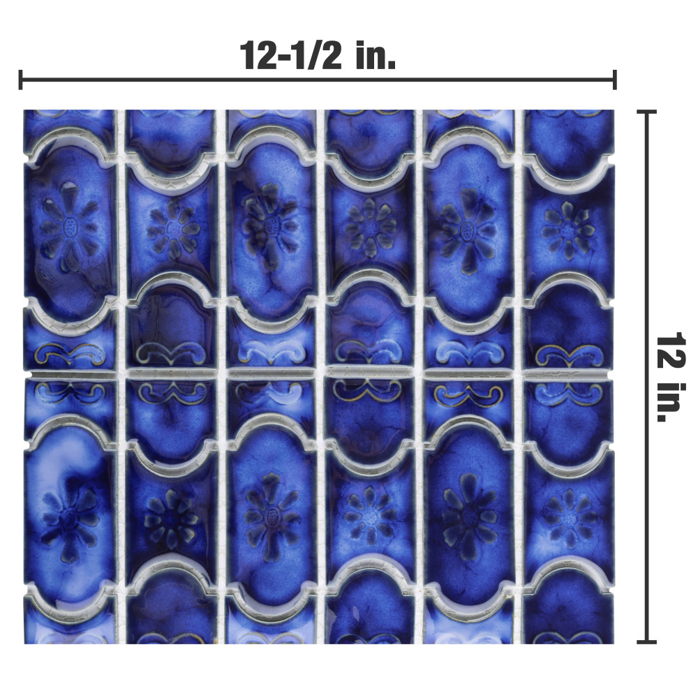 Montego Sapphire 12 in. x 12-1/2 in. Porcelain Mosaic Tile