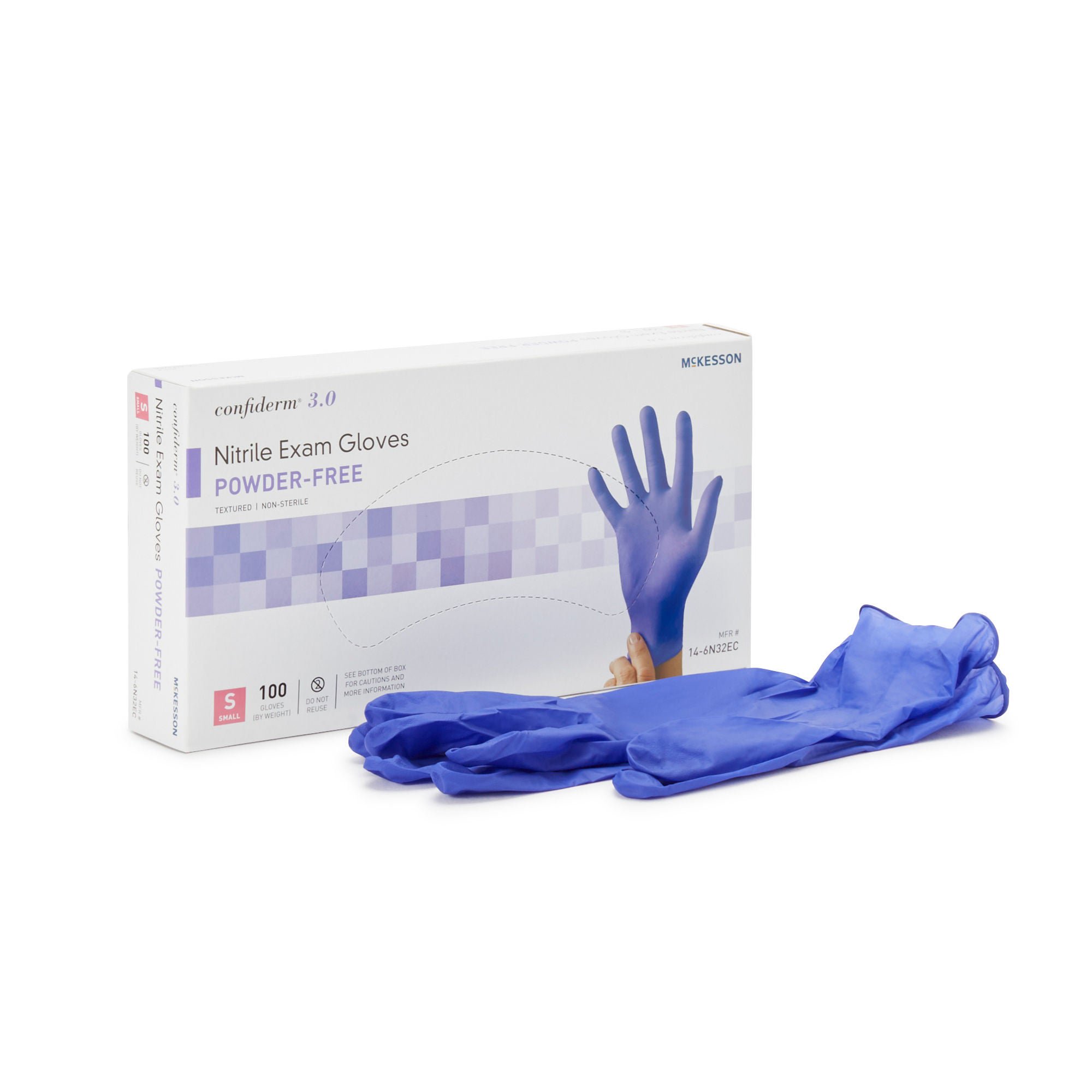 McKesson Confiderm® 3.0 Nitrile Exam Glove, Small, Blue