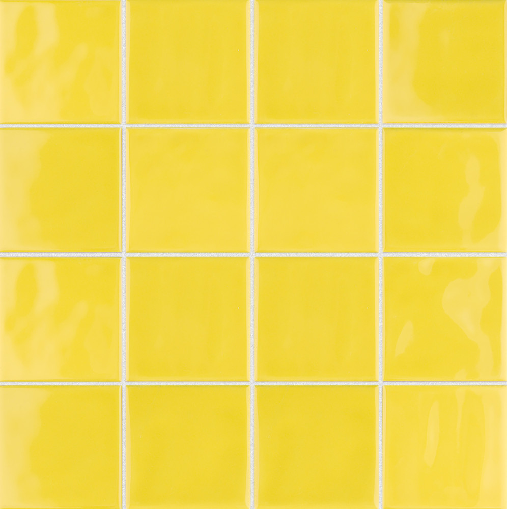 Sample – Twist Square Yellow Lemon Ceramic Mosaic Tile