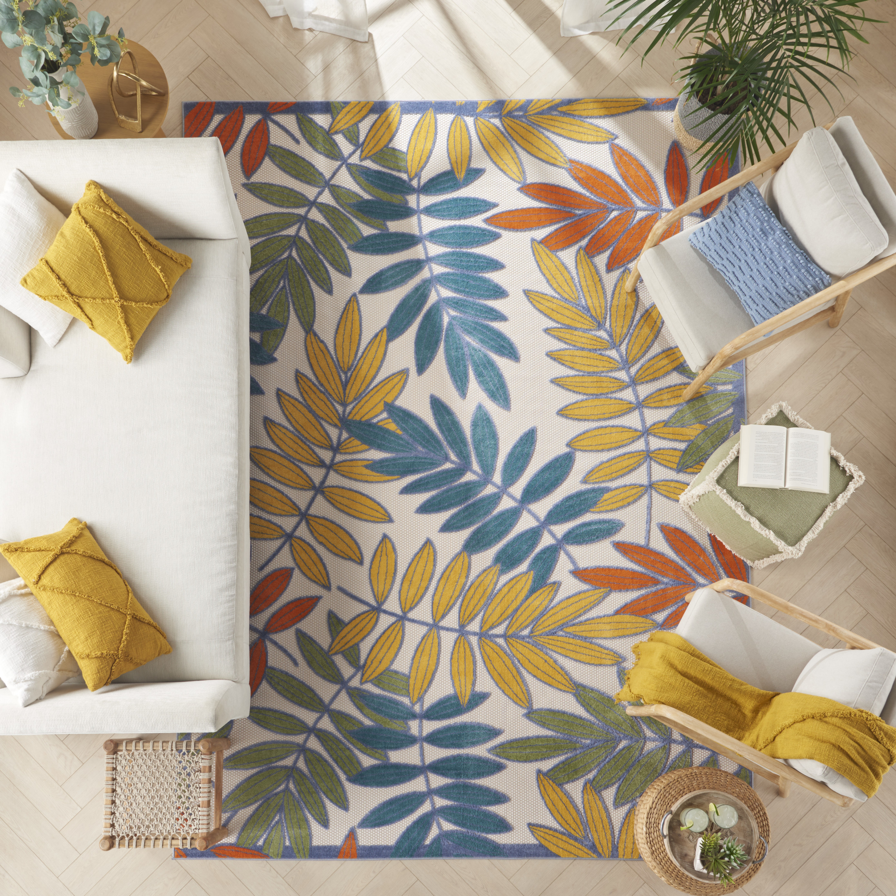 Nourison Aloha 7' x 10' Ivory Multicolor Tropical Rug