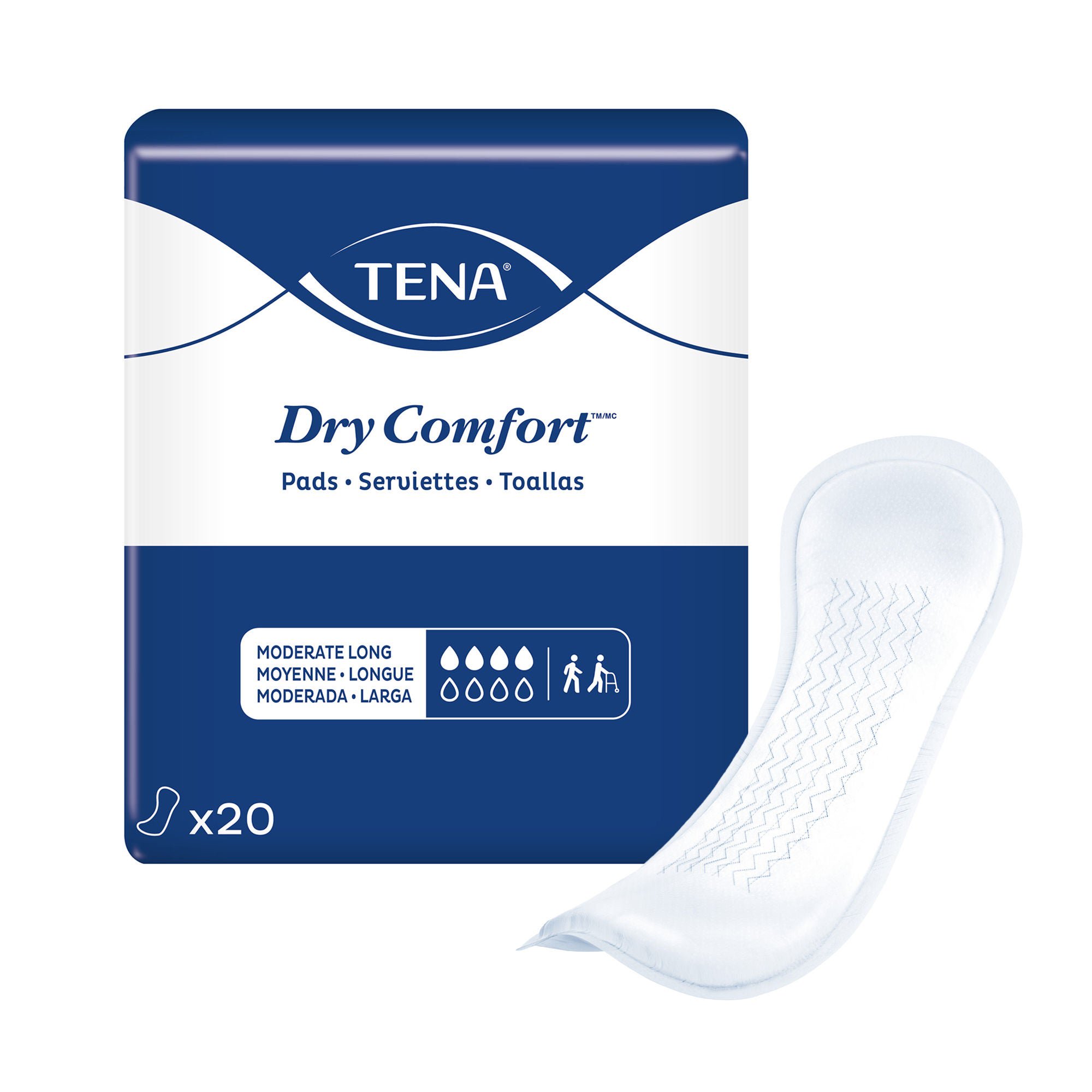Essity HMS North America Inc PAD, TENA DRY COMFORT MODERATELNG 6X20" (20/BG 6BG/CS)