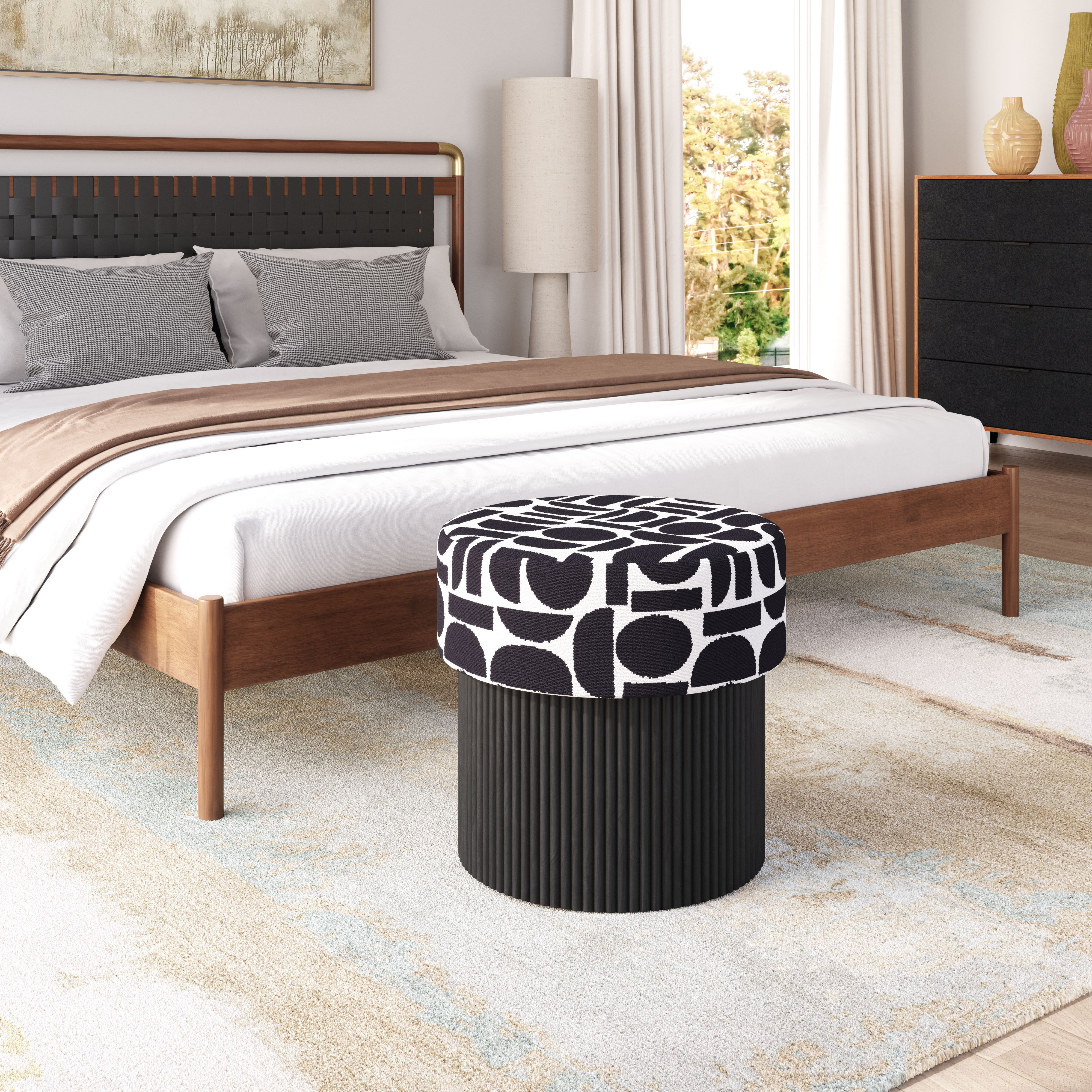 Boto Storage Ottoman Black & White product image