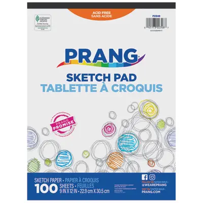 Prang (Formerly Art Street) Sketch Paper Pad, Beginner Weight, 9" x 12", 100 Sheets
