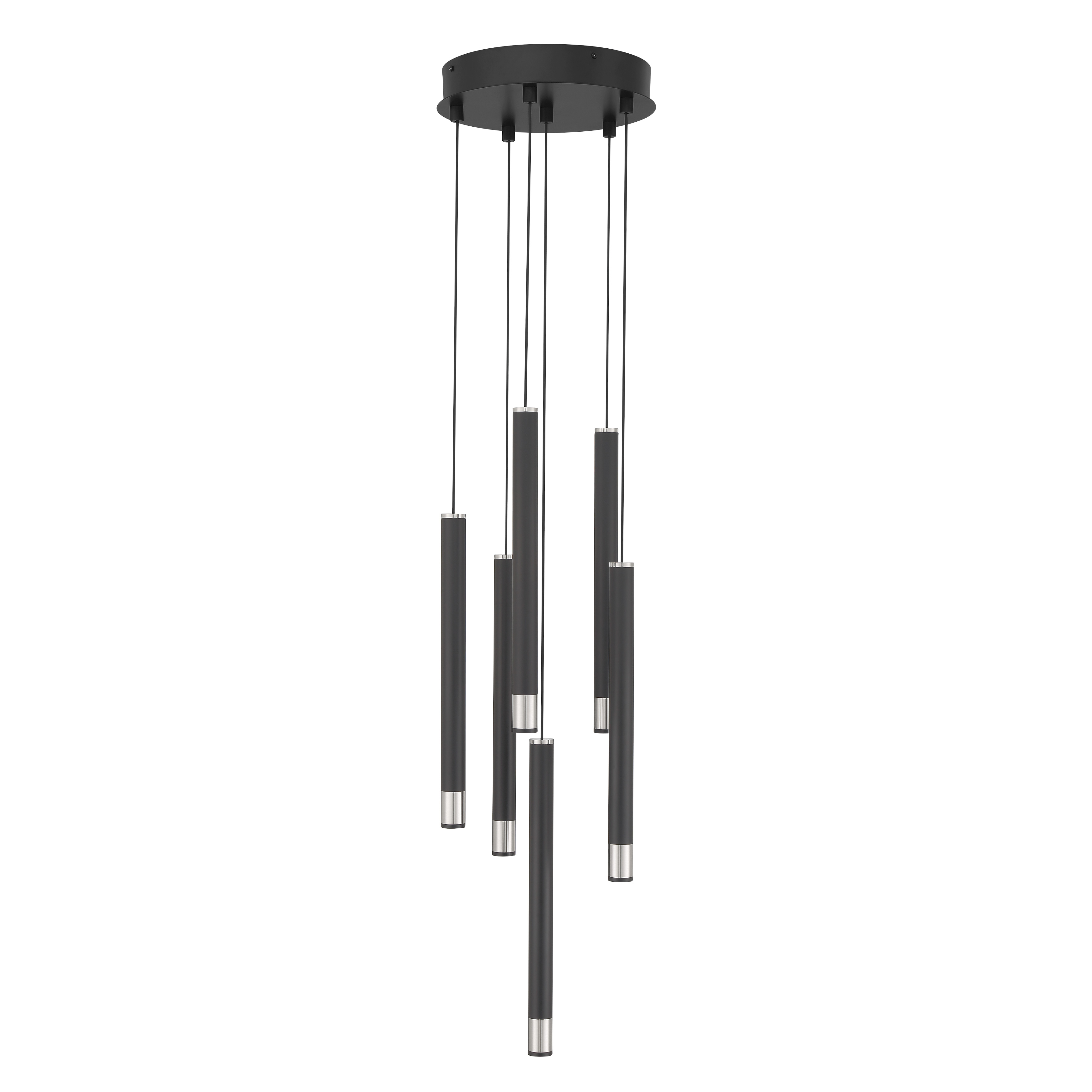 The Wand pendant combines contemporary design with exceptional LED performance. Its compact 9.75-inch profile houses 6 integrated LED lights delivering 2,187 lumens with a remarkable 98 CRI for true color rendering. - alternate view