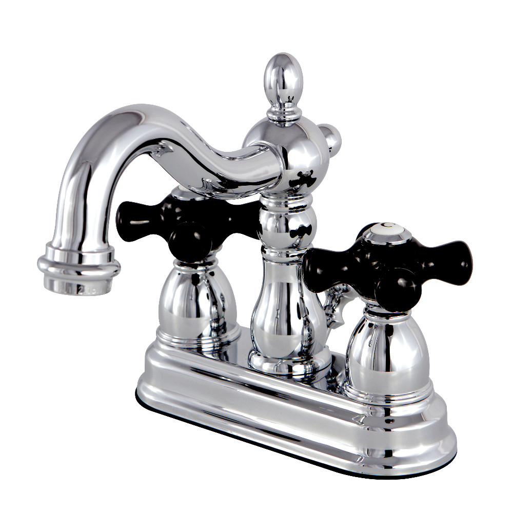 Double-Handle 4" Centerset Bathroom Faucet with Brass Pop-Up, Polished Chrome with 4 Finish Options