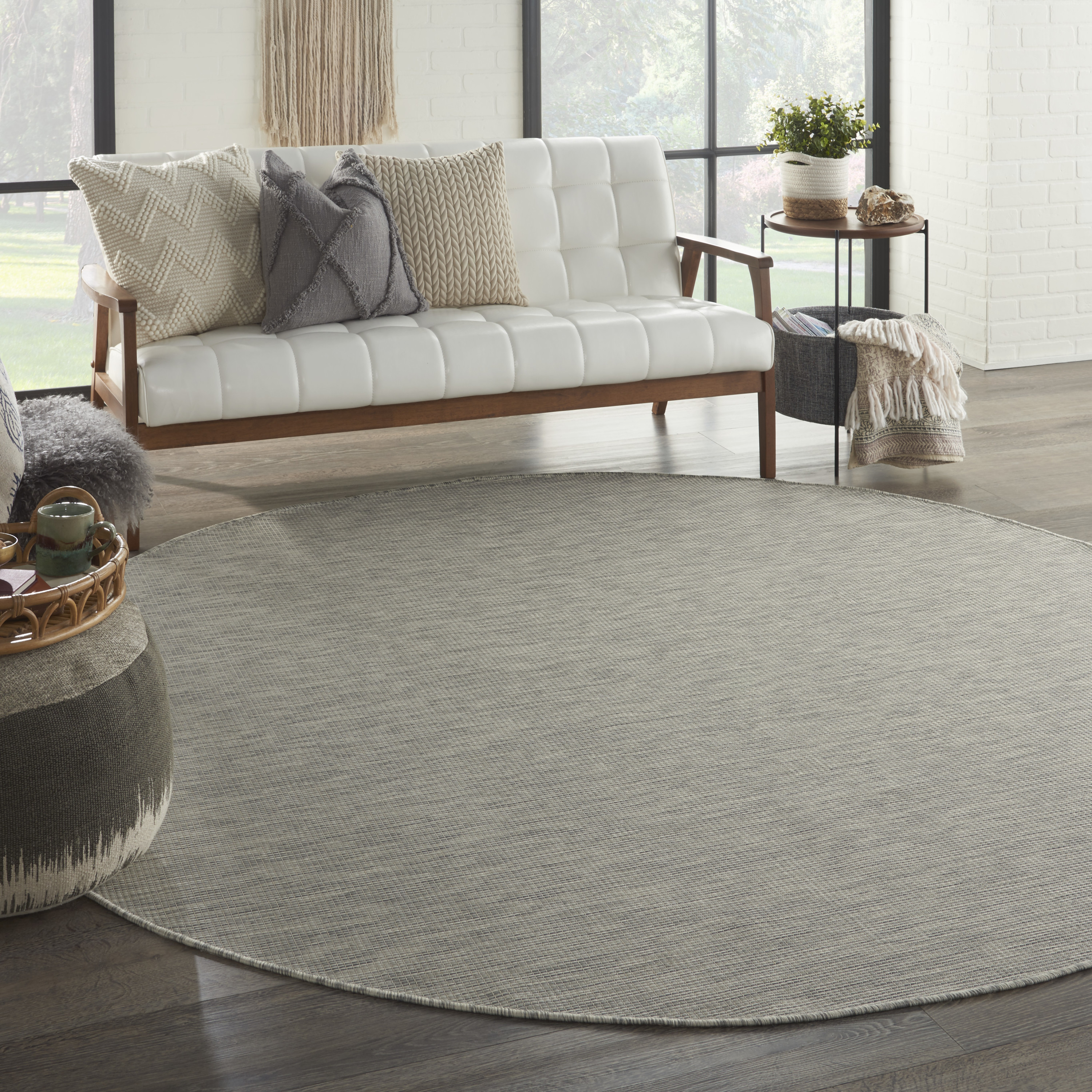 Nourison Positano 8' x Round Light Grey Modern Rug