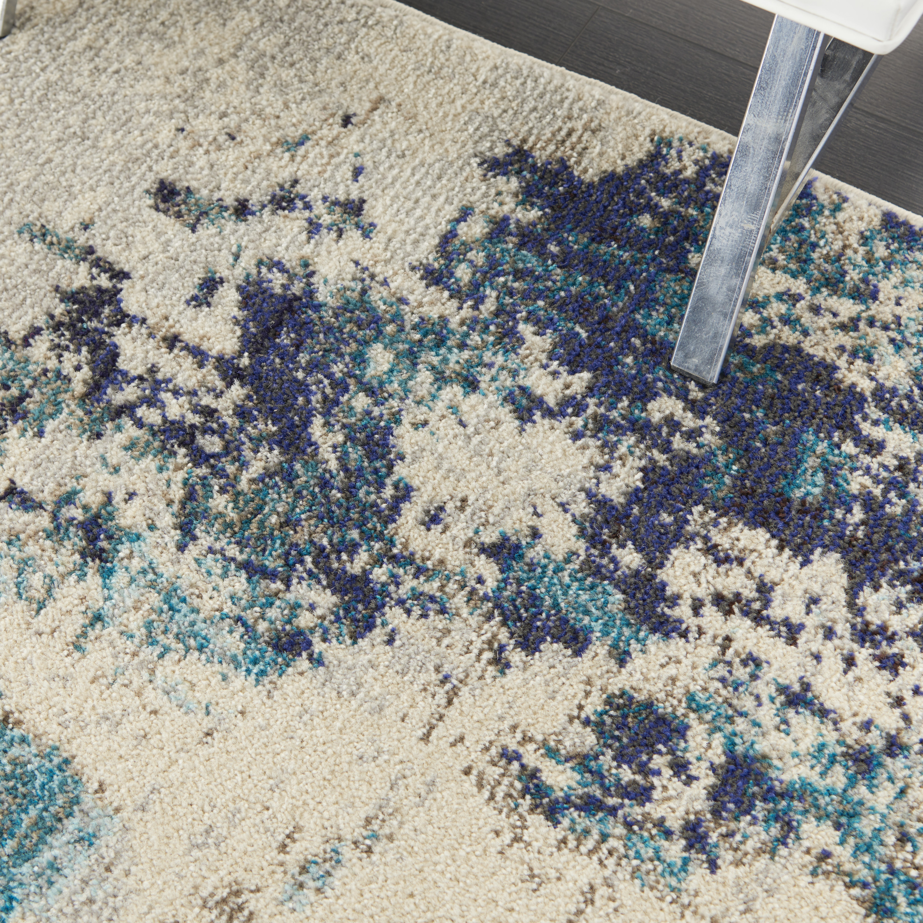 Nourison Celestial 3' x 5' Ivory/Teal Blue Modern Indoor Rug