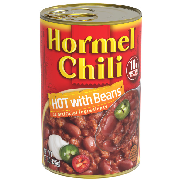 HORMEL(r) Hot Chili W/Beans, 12/15oz. . C1C1 - Front Center In Package (Hi Res)