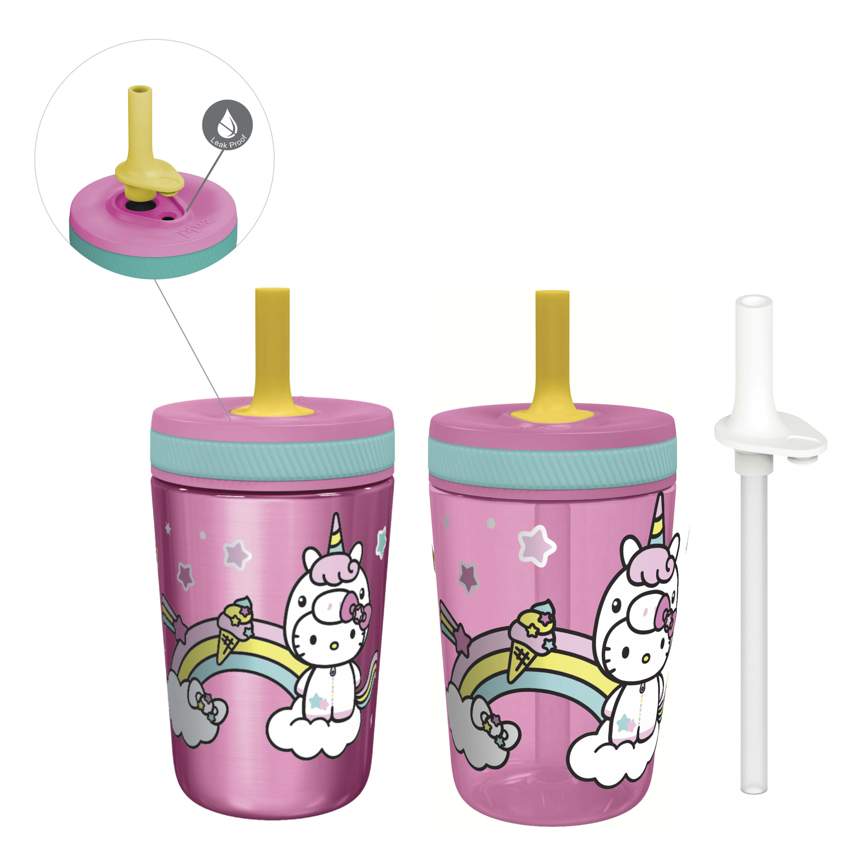 Sanrio 15  ounce Plastic Tumbler, Hello Kitty, 2-piece set slideshow image 1