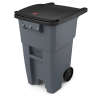 Rubbermaid Commercial, Rollout, 50 gal, Resin, Gray, Square, Receptacle