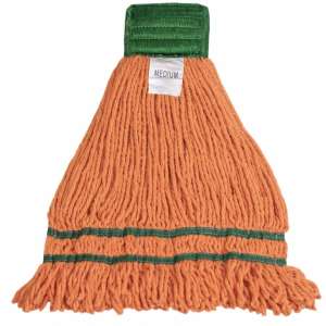 Hillyard, Antimicrobial Blend Looped-End Wet Mop Head with 5" Headband, Medium, Orange