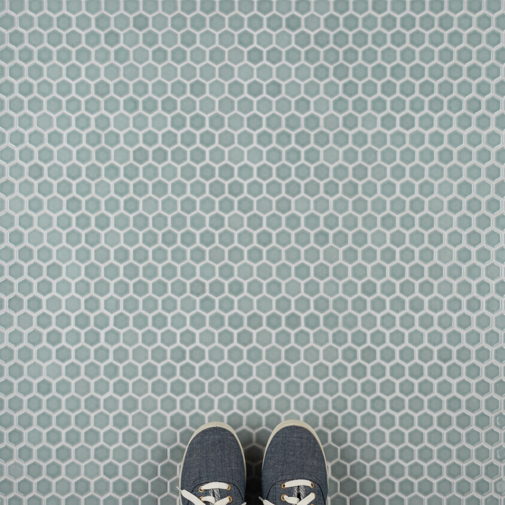 Tribeca 1″ Hex Glossy Mist 10-1/4 in. x 11-7/8 in. Porcelain Mosaic Tile