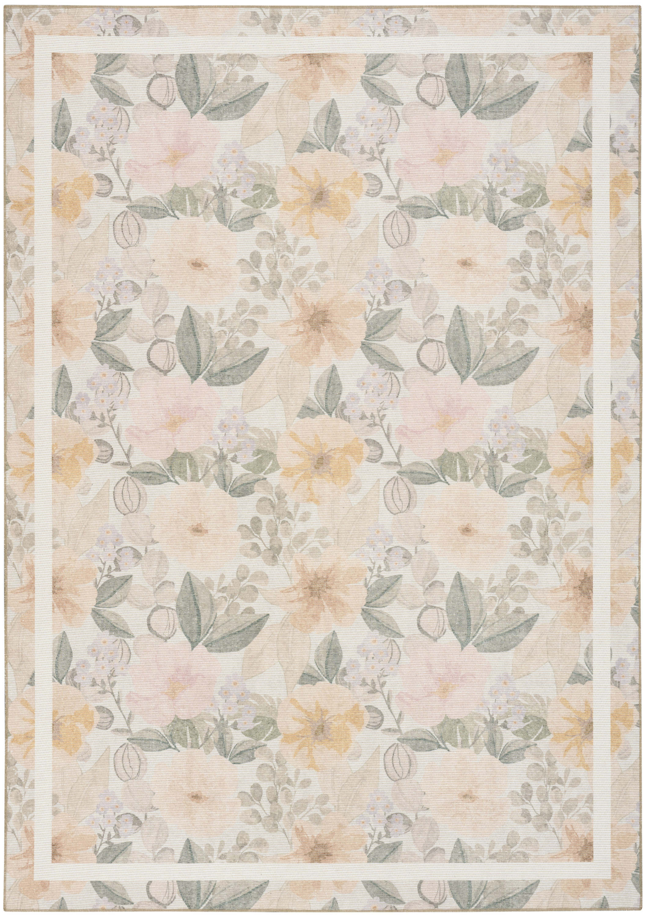 Nourison Botanical Washables 7'6" x 9'10" Beige Multicolor Farmhouse Indoor Rug