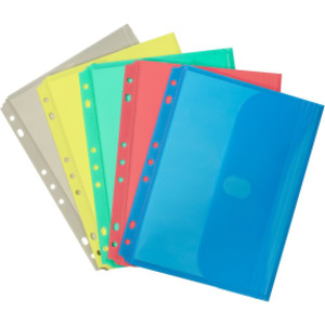 Mini Size Binder Pocket, Side Loading, Assorted, 1 Each