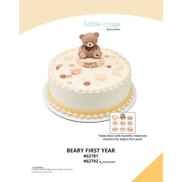Beary First Year The Magic of Cakes® PhotoCake® Enhanced Round Background Page