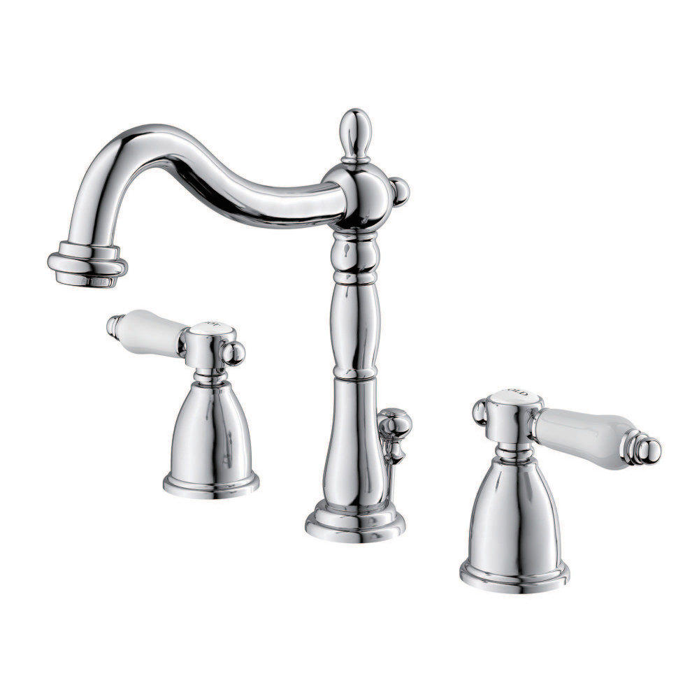3-Hole Deck Mount Widespread Bathroom Faucet with Pop-Up Drain, Polished Chrome with 3 Finish Options