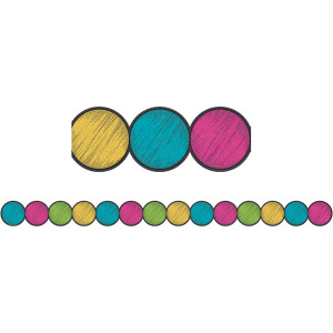 Chalkboard Brights Circles Die-Cut Border Trim, 35 Feet