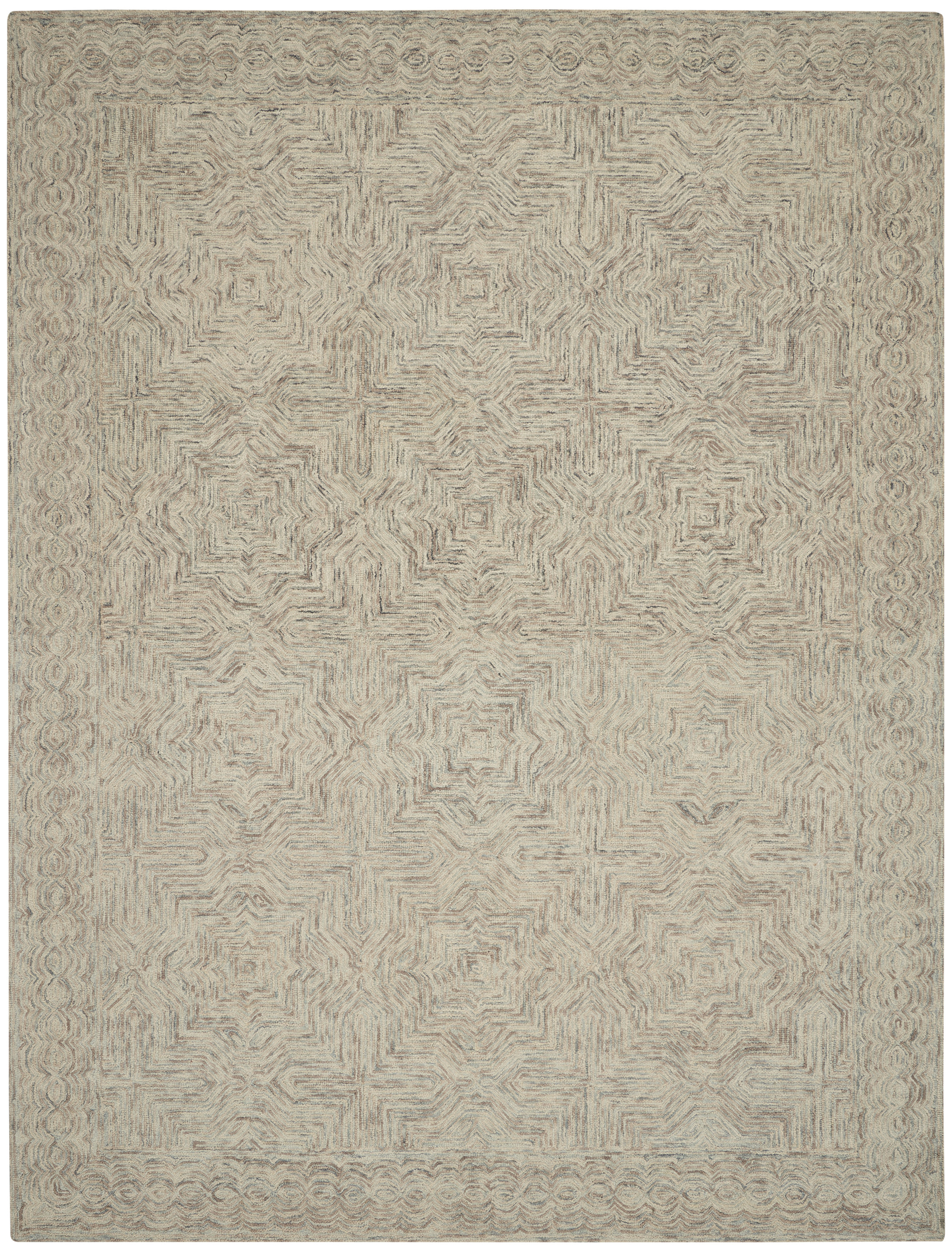 Nourison Interlock 8' x 10'6" Blue Ivory Bohemian Indoor Rug