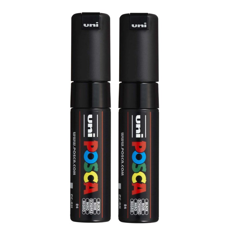 PC-8K Paint Markers, Broad Chisel Tip (8 mm), Black, Pack of 2