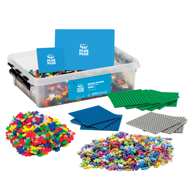 Plus-Plus® School Set, Assorted Colors, 3600 Pieces with 12 Baseplates
