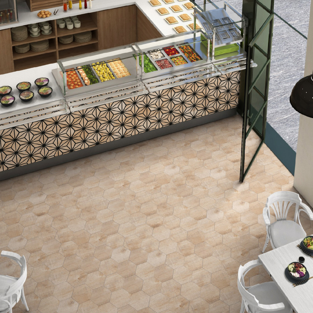 Sawnwood Hex Beige 8-5/8 in. x 9-7/8 in. Porcelain Floor and Wall Tile