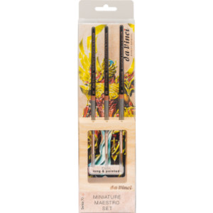 MINIATURE MAESTRO Miniature Brushes, Natural Kolinsky Red Sable, All Paint Types, Pointed, Series 70, Assorted, 3 Brush Set in Wooden Stand