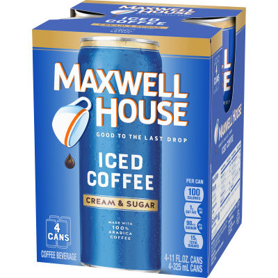 Maxwell House Ready to Drink Iced Coffee with Cream & Sugar, 11 oz Cans, Pack of 4