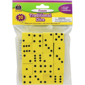 Foam Traditional Dice, 0.75", Pack of 20