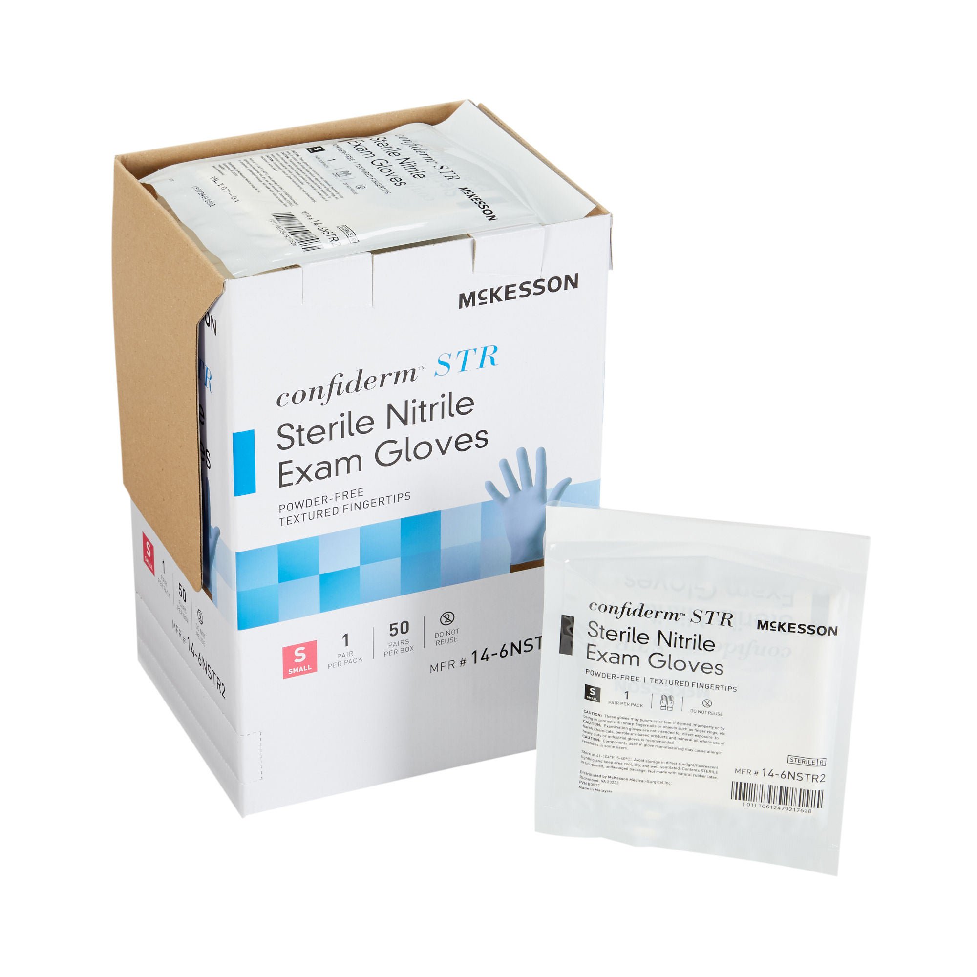 McKesson Confiderm® STR Nitrile Exam Glove, Small, Blue