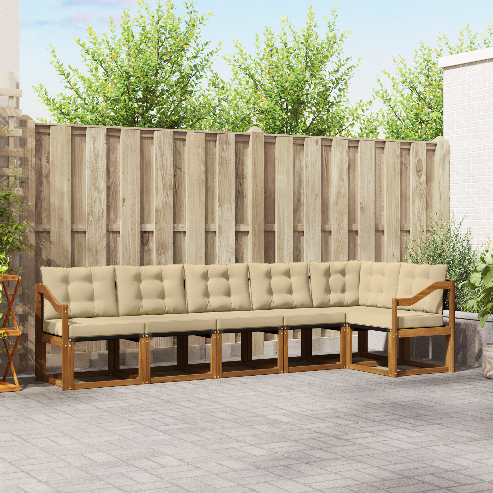 vidaXL Outdoor-Sofagarnitur mit Kissen 6 pcs Natur und Beige – Bild 2