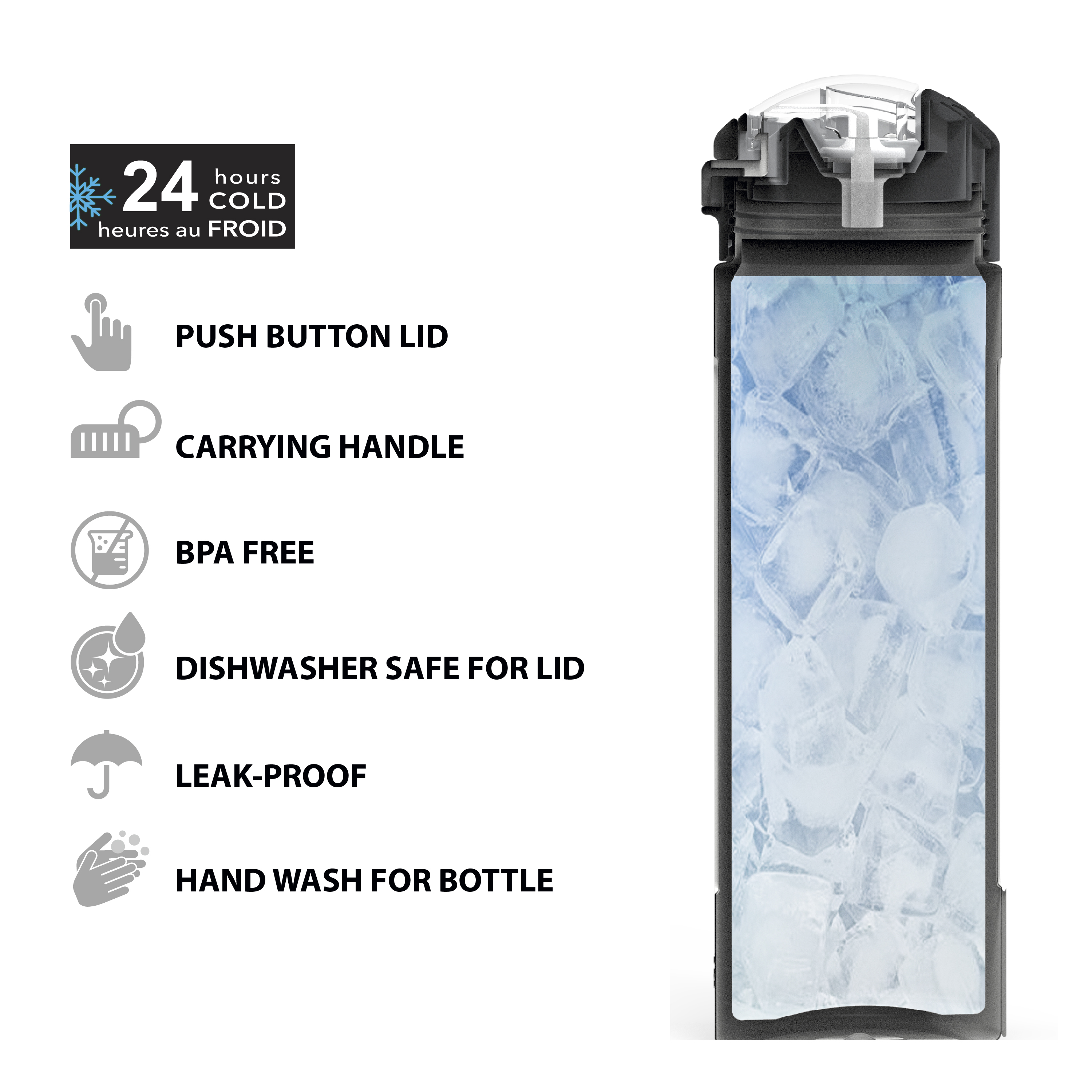 Genesis 24 ounce Vacuum Insulated Stainless Steel Water Bottle, Indigo slideshow image 6