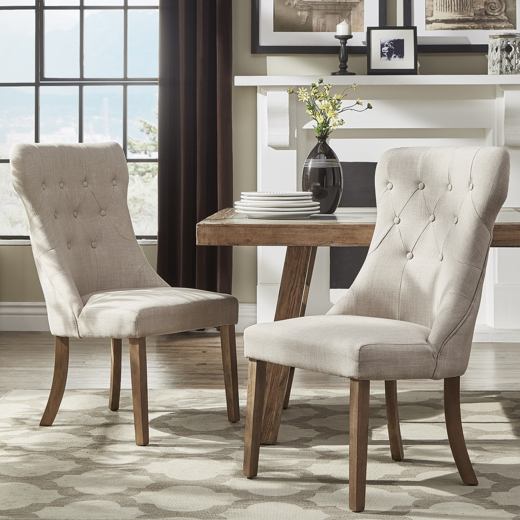 Button Tufted Dining Chairs (Set of 2)