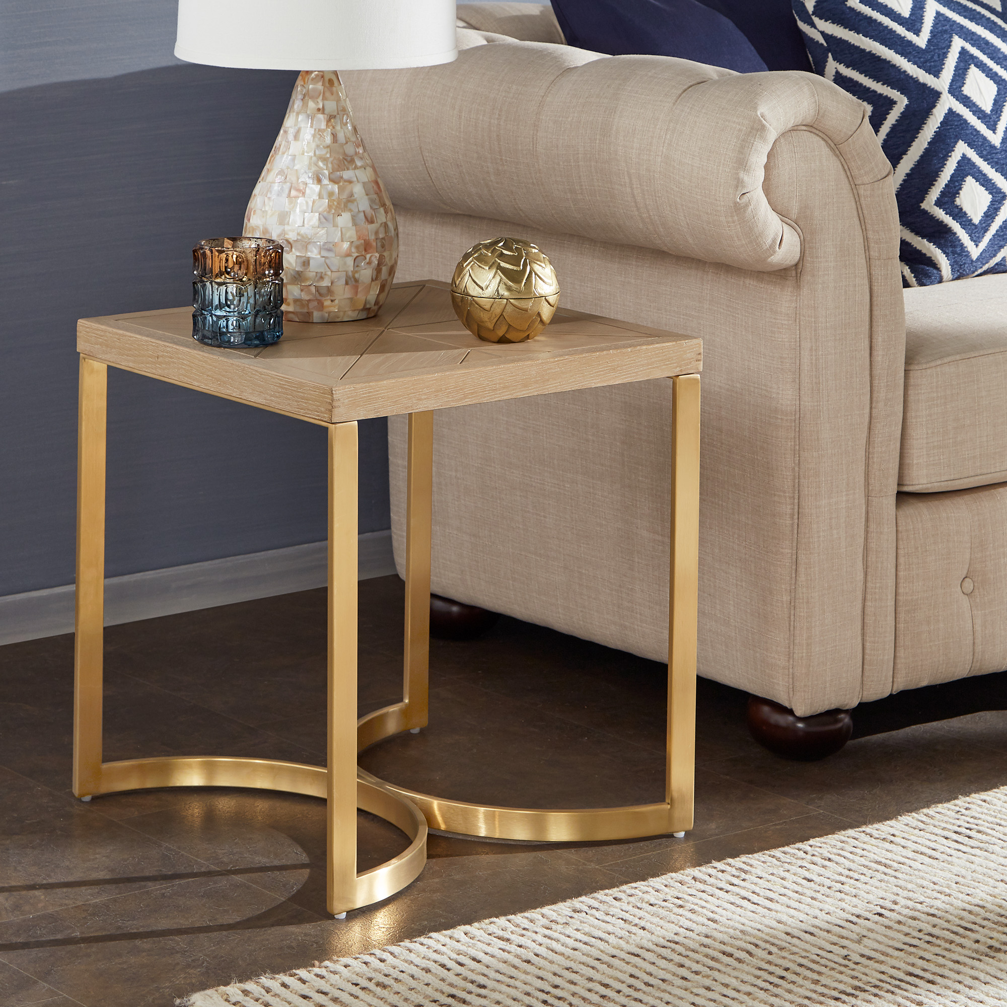 Natural Finish and Gold End Table
