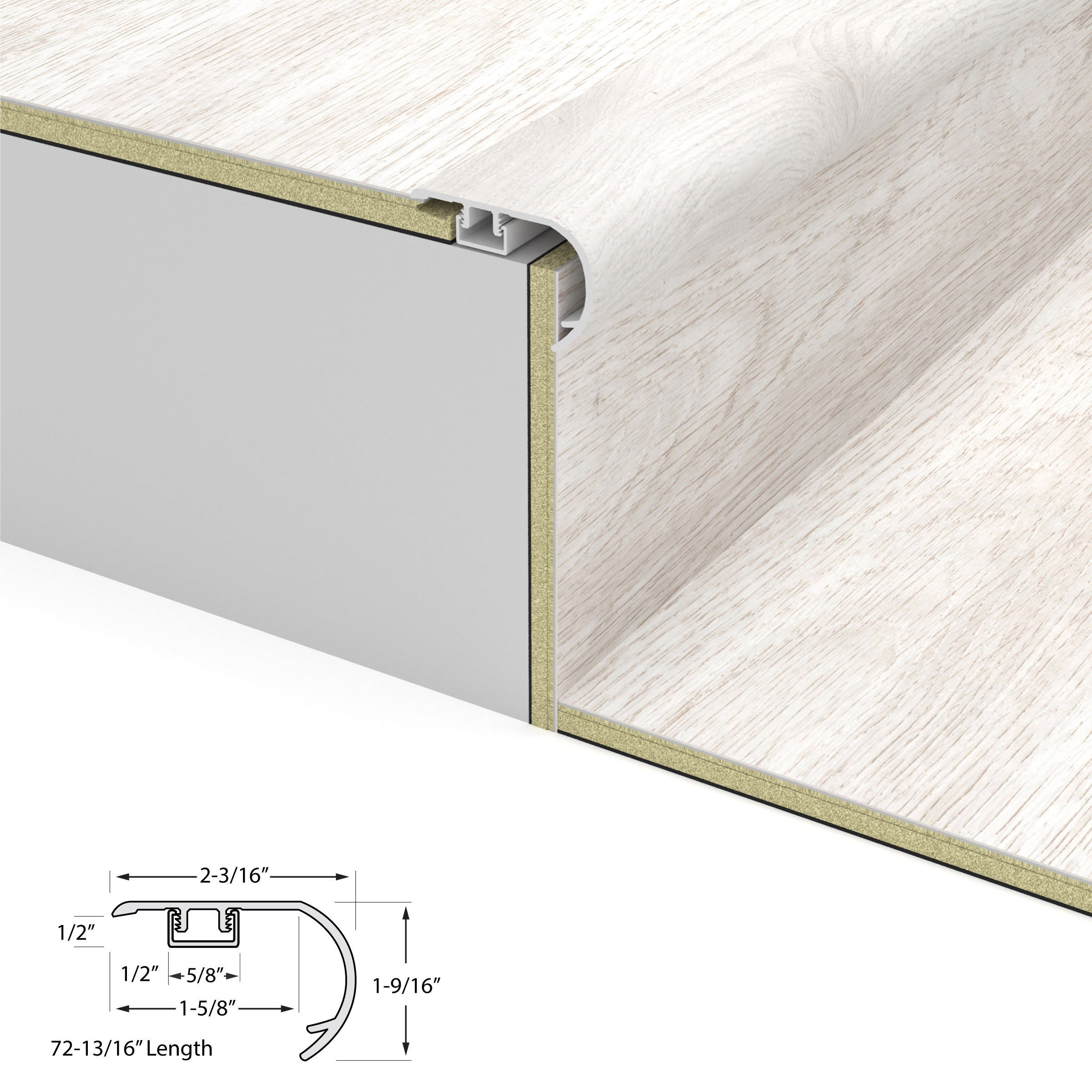 Saltwater Oak  Stair Nosing Overlap view 3