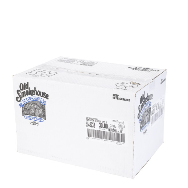 OLD SMOKEHOUSE(r) Bacon, Original, Deli Pack, 13/17 style, 3/10 lb . C1RA - Front Right Closed Case (Hi Res)