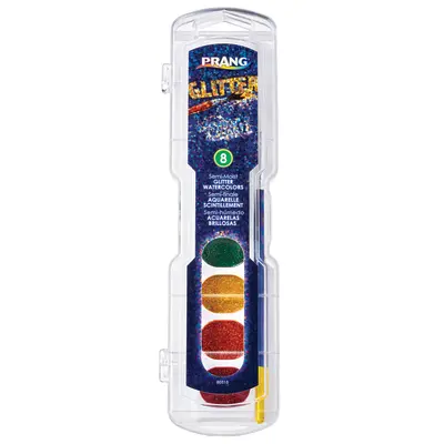 Prang  Washable Watercolors Set, Assorted Glitter Colors w/ Brush, 8 Ct