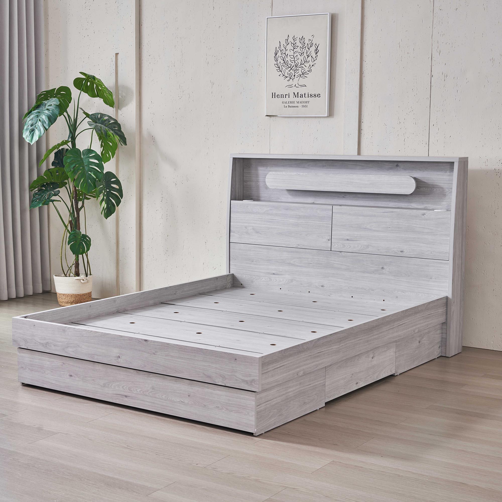Lifestyle image of the  Nova Bed Frame, 3 Drawer Base, Stone Oak from Forty Winks