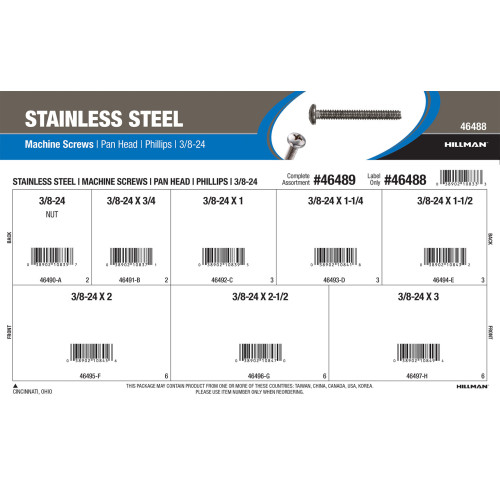 Stainless Steel Phillips Pan-Head Machine Screws Assortment (3/8