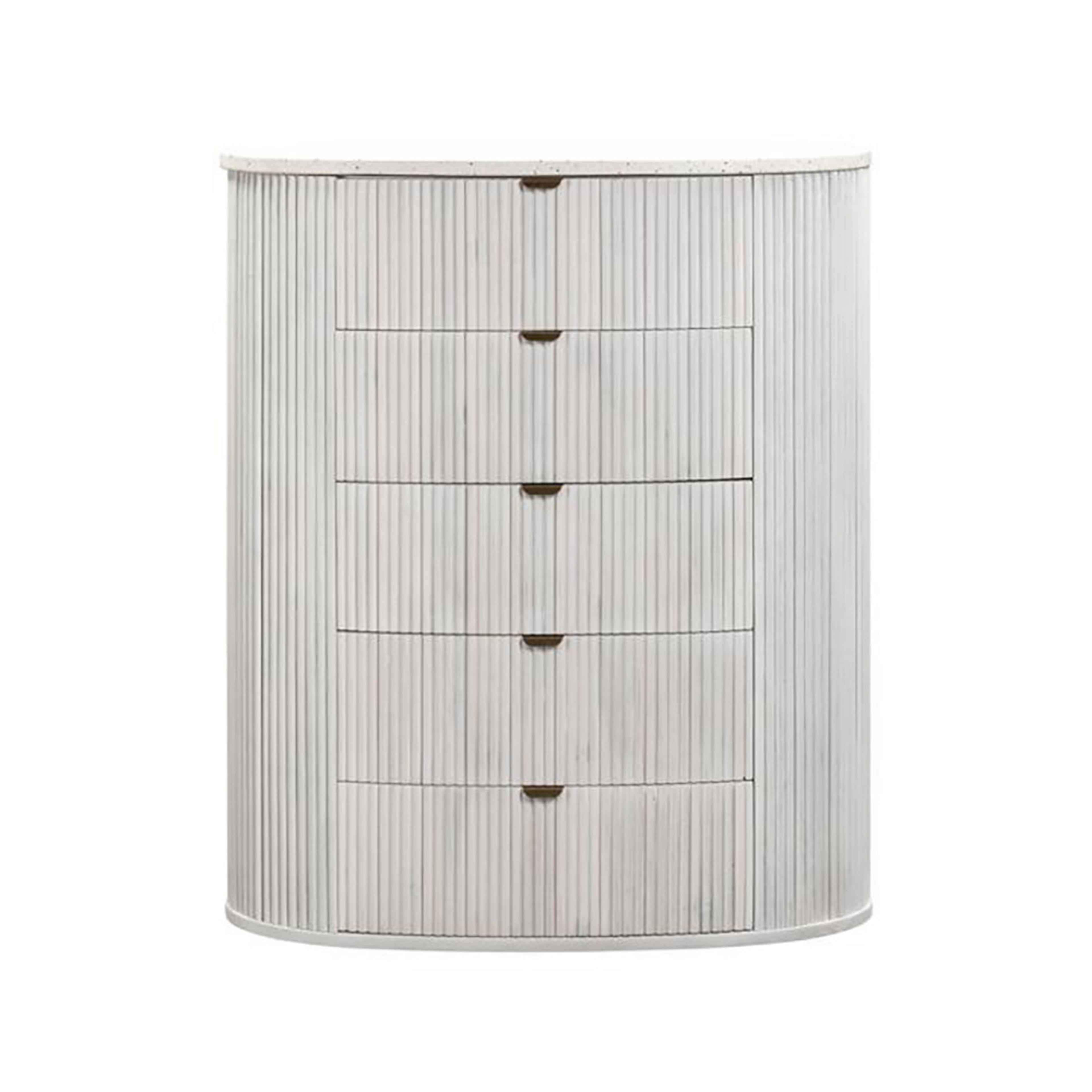 Product image of the Razzo Tallboy (5 Drawer), Whitewash from Forty Winks