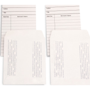 Library Cards & Self-Adhesive Pockets Combo, White, 150 Each/300 Pieces