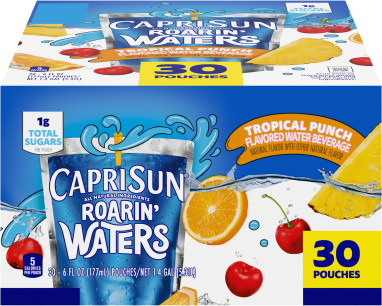 Capri Sun Roarin' Waters Tropical Tide Naturally Flavored Water Beverage, 30 ct Box, 6 fl oz Drink Pouches