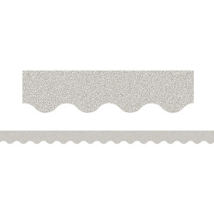 Silver Glitz Scalloped Border Trim, 35 Feet