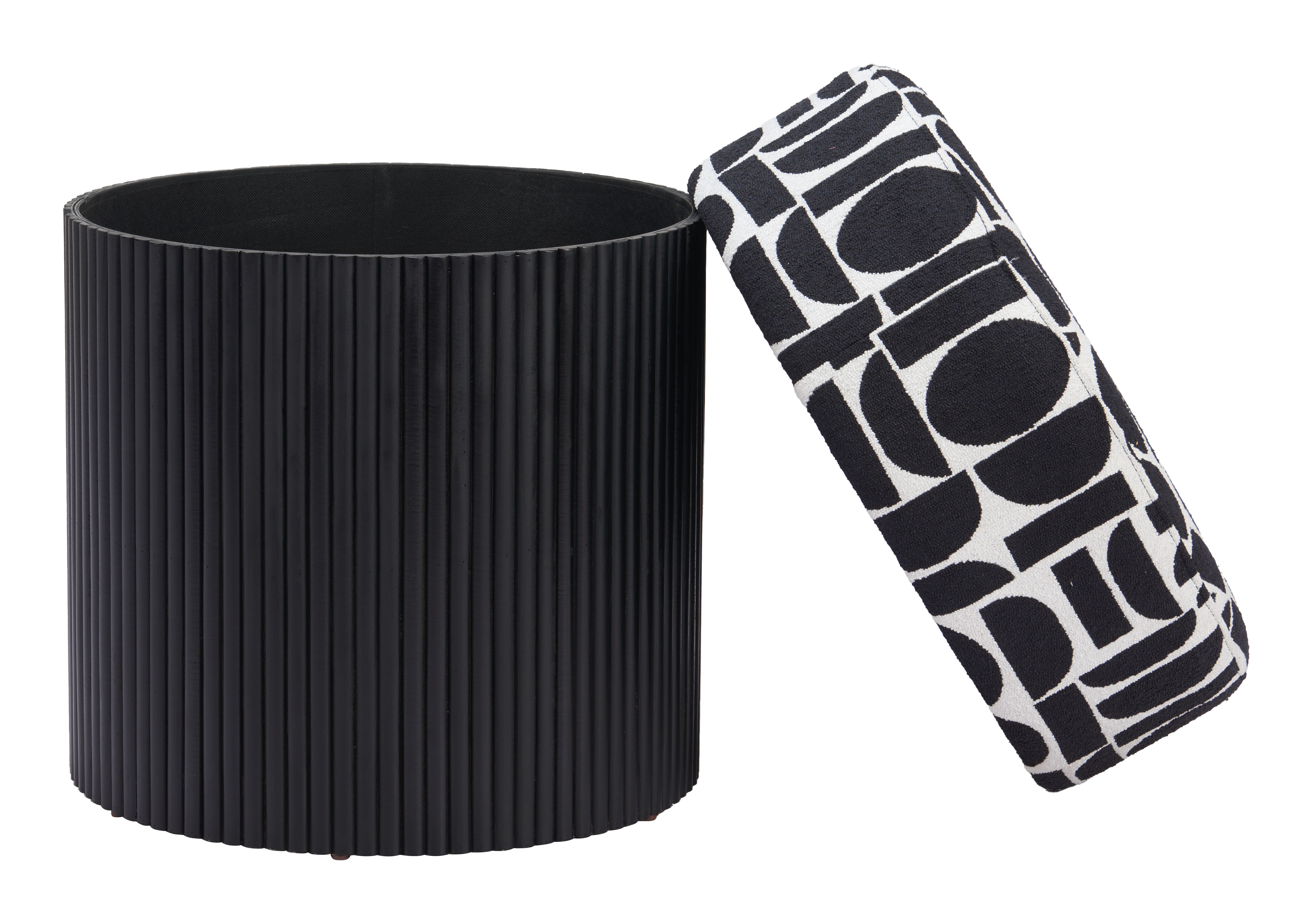Boto Storage Ottoman Black & White product image