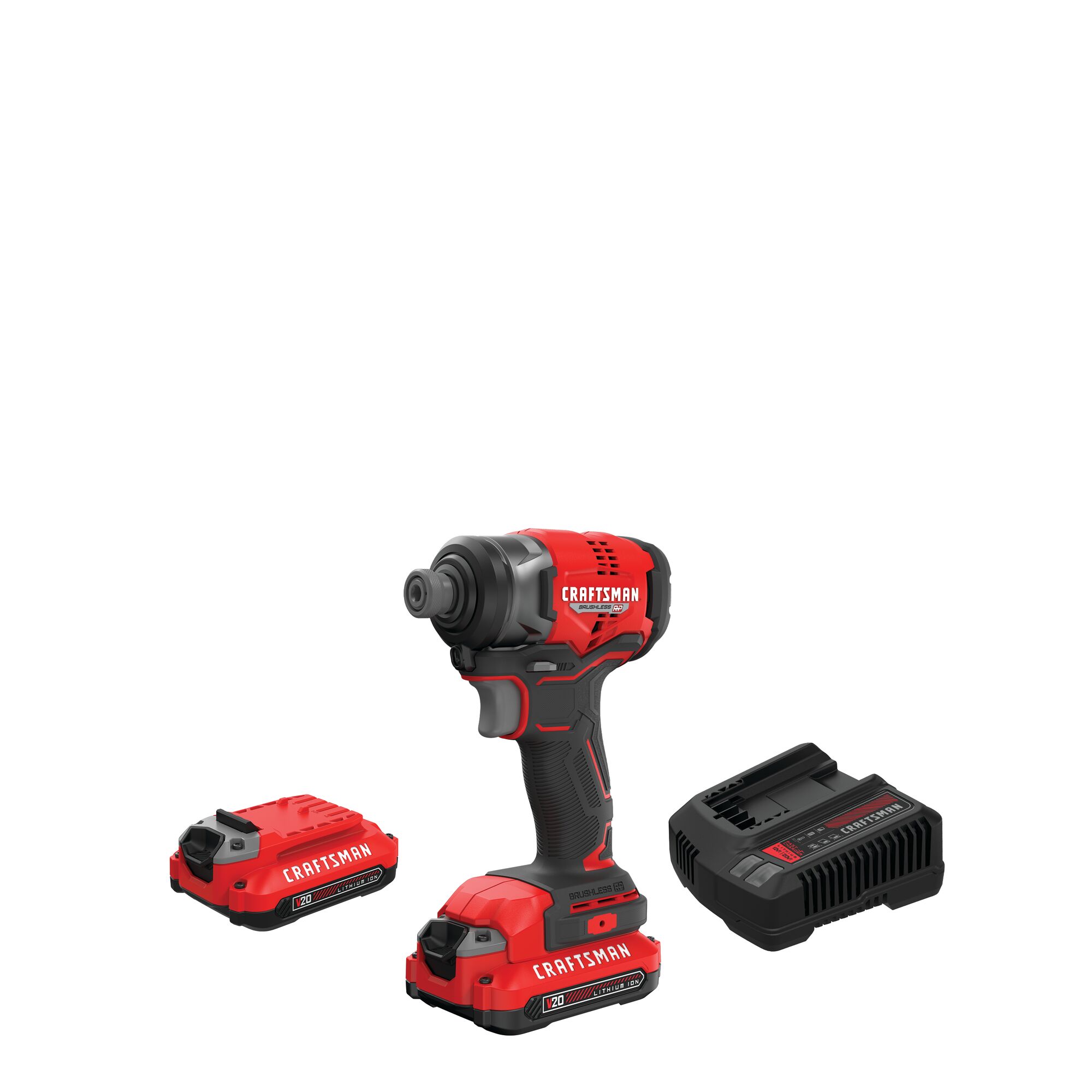 impact driver with batteries on white background