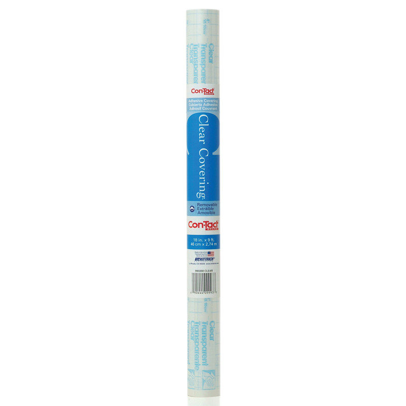 Clear Covering Adhesive Covering, 18" x 9', Clear Matte, 1 Roll