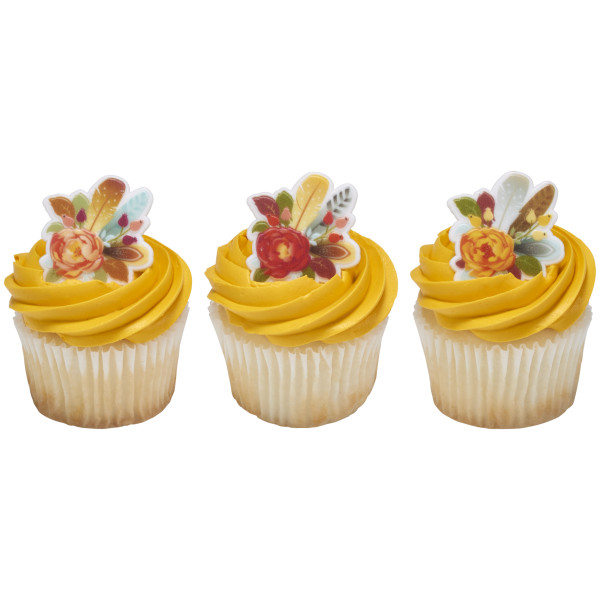 Flowers & Feathers Cupcake Rings